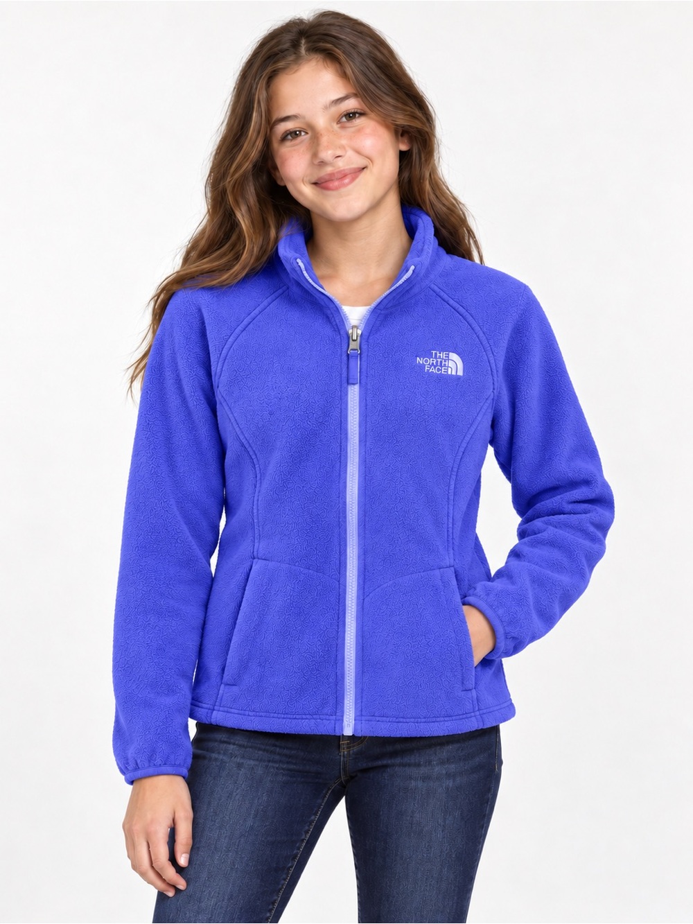 The North Face Girls L 14/16 Purple Full Zip Fleece Jacket